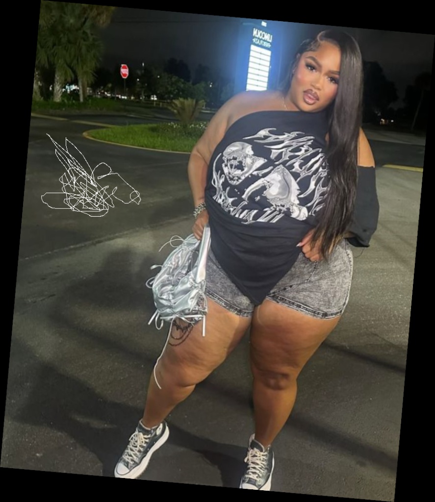 Right here are some pretty much affordable outfits for every plus size queen 3 A plus size woman in Black graphic t-shirt (worn off-the-shoulder) Acid wash grey denim shorts Black and white high-top sneakers (Converse style) Silver metallic gathered handbag Silver layered bracelets