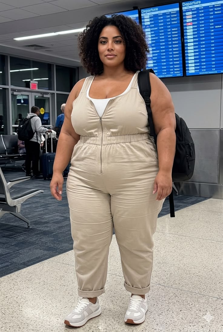 A plus size woman wearing Adjustable Denim Bib Overalls Jeans Pants Jumpsuits
Double Lined Square Neck Tank Top
Patchwork Sneakers
Pritent Crossbag